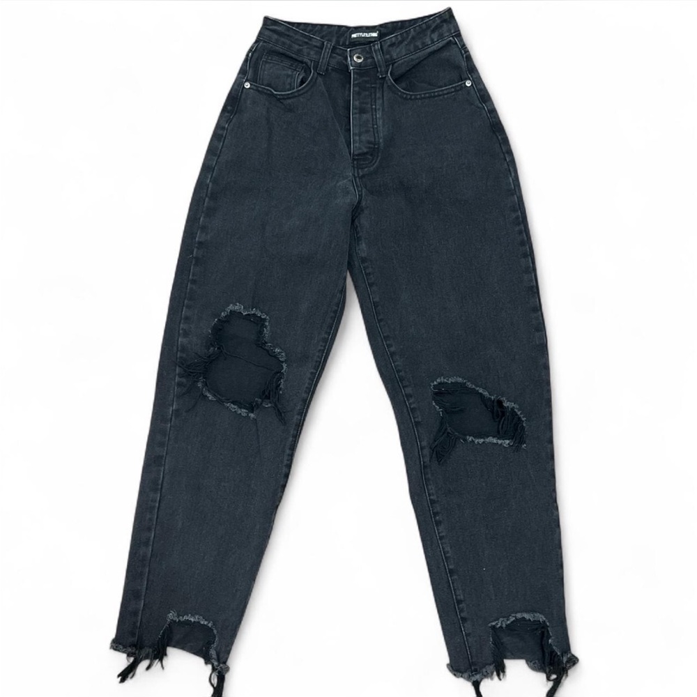 Black High-Waisted Ripped Jeans
